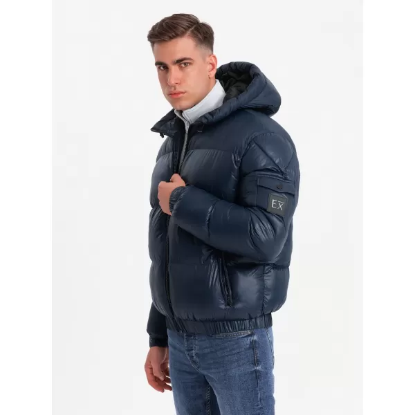  Pánska bunda OMBRE OM-JAHP-0207 NÁMORNÍCKA MODRÁ 