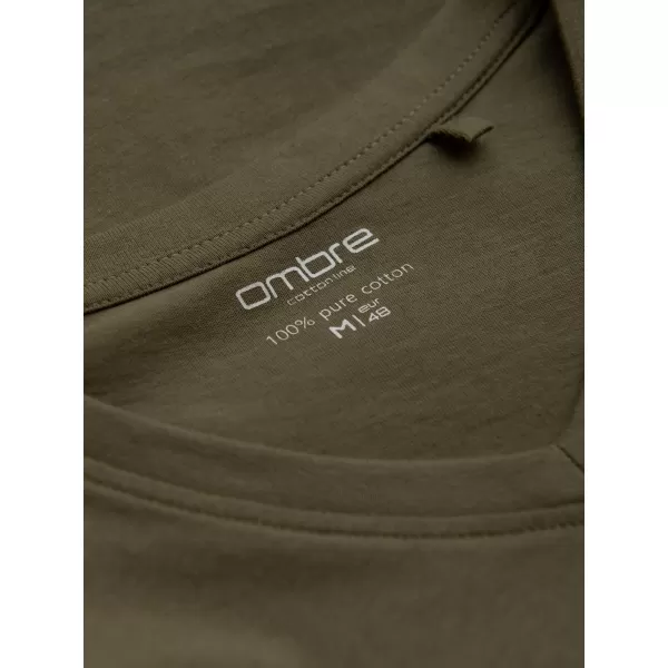  Pánske tričko s dlhým rukávom OMBRE om-lsbl-0108 Dark Olive 