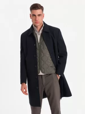 Pánsky kabát OMBRE om-kowc-0106 NAVY BLUE