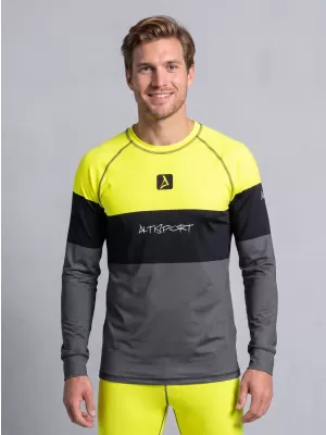 Prémiové pánske funkčné termo tričko s dlhým rukávom ALTISPORT VOJ/ALM051TER01 NEÓNOVÁ ŽLTÁ/ŠEDÁ