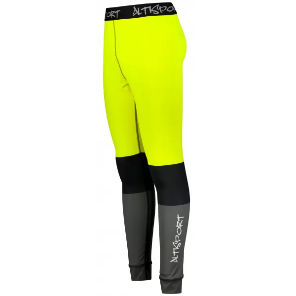  Prémiové pánske funkčné termo nohavice ALTISPORT VOJ/ALM051TER02 NEÓNOVÁ ŽLTÁ/ŠEDÁ 