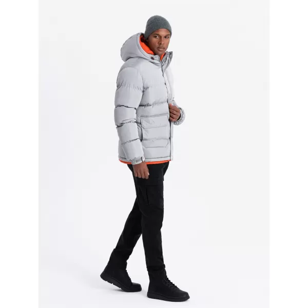  Pánska zimná bunda OMBRE om-jahp-0208 šedá 