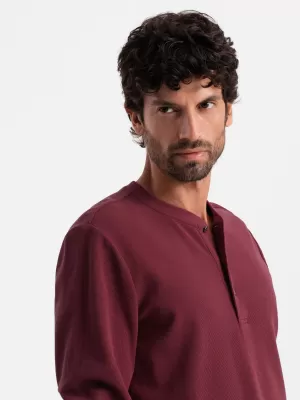 Pánske tričko s dlhým rukávom OMBRE om-lscl-0120 gaštanové