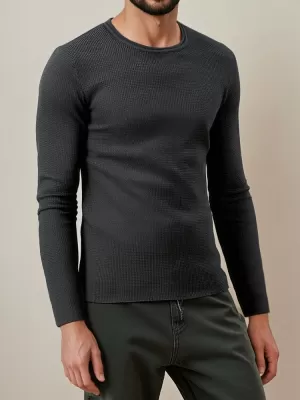 Pánsky sveter DSTREET wx2293 TMAVO ŠEDÁ