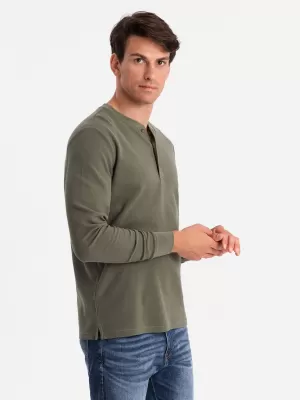 Pánske tričko s Olive s dlhým rukávom OMBRE OM-LSCL-0120
