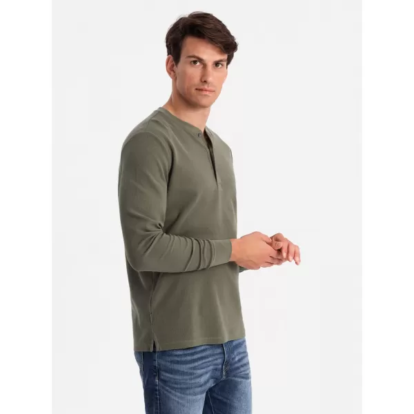  Pánske tričko s Olive s dlhým rukávom OMBRE OM-LSCL-0120 