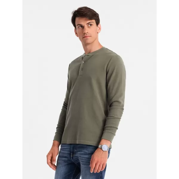  Pánske tričko s Olive s dlhým rukávom OMBRE OM-LSCL-0120 
