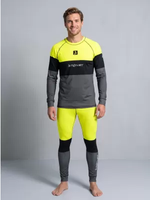 Prémiové pánske funkčné termo nohavice ALTISPORT VOJ/ALM051TER02 NEÓNOVÁ ŽLTÁ/ŠEDÁ