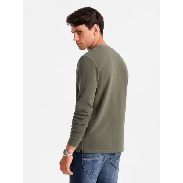  Pánske tričko s Olive s dlhým rukávom OMBRE OM-LSCL-0120 