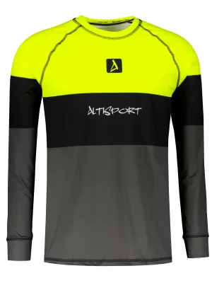 Prémiové pánske funkčné termo tričko s dlhým rukávom ALTISPORT VOJ/ALM051TER01 NEÓNOVÁ ŽLTÁ/ŠEDÁ