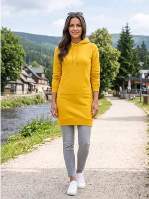 Dámska predĺžená mikina ALTISPORT NoPrint NP/ALW914 JANTÁROVÁ