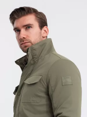 Pánska bunda OMBRE om-jalp-0167 khaki