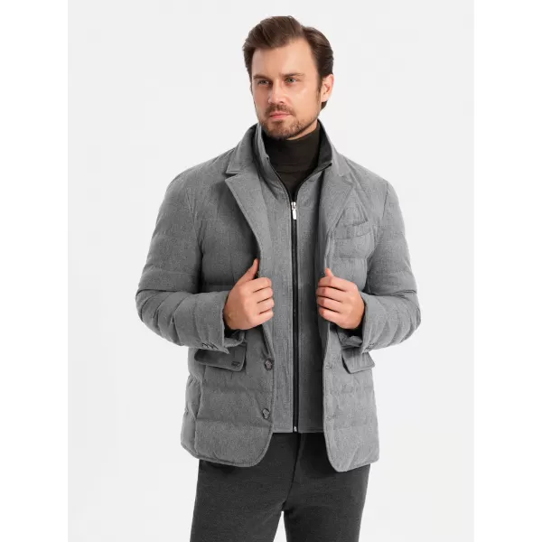  Pánska bunda OMBRE om-jalp-0170 šedá 
