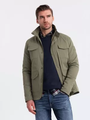 Pánska bunda OMBRE om-jalp-0167 khaki
