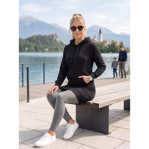  Dámska predĺžená mikina ALTISPORT NoPrint NP/ALW914 ČIERNA 