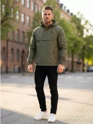 Pánska vetrovka cez hlavu ALTISPORT BYB/ALM002B3162 OLIVOVÝ