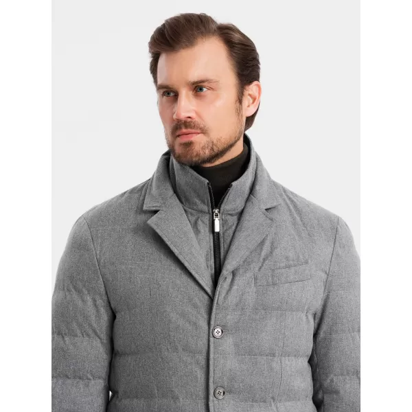  Pánska bunda OMBRE om-jalp-0170 šedá 