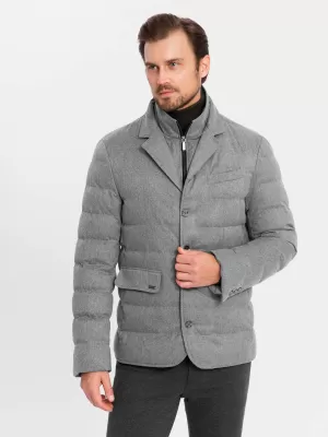 Pánska bunda OMBRE om-jalp-0170 šedá