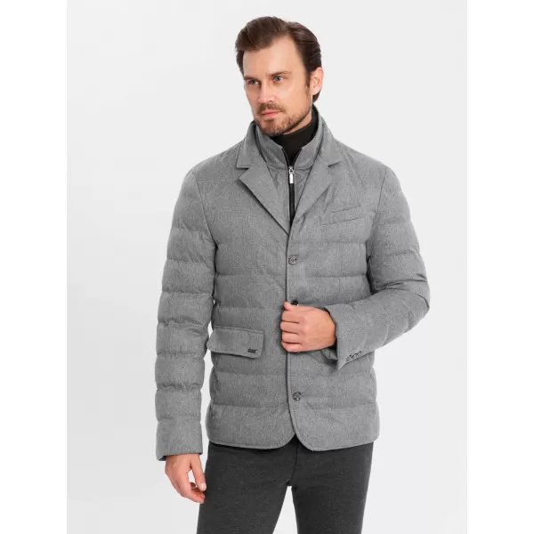  Pánska bunda OMBRE om-jalp-0170 šedá 