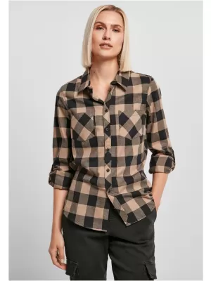 Dámska košeľa URBAN CLASSICS TB1280 Čierna/mäkká taupe