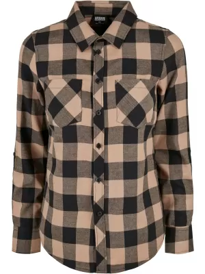 Dámska košeľa URBAN CLASSICS TB1280 Čierna/mäkká taupe