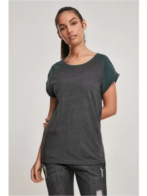 Dámska t -shirt URBAN CLASSICS TB1913 uhlie/fľaša zelená