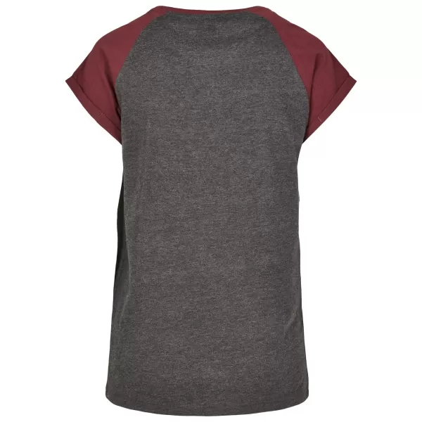  Dámska T -shirt URBAN CLASSICS TB1913 uhlie/červené víno 