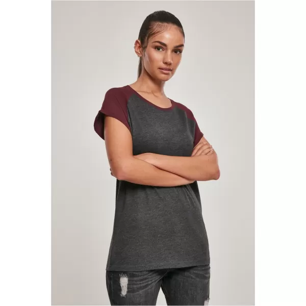  Dámska T -shirt URBAN CLASSICS TB1913 uhlie/červené víno 