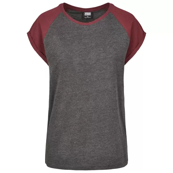  Dámska T -shirt URBAN CLASSICS TB1913 uhlie/červené víno 