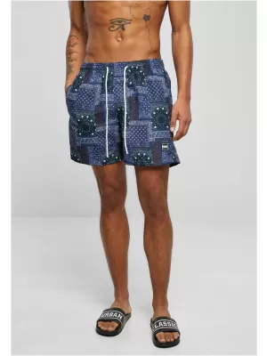 Pánske šortky URBAN CLASSICS TB2679 Navy Bandana AOP