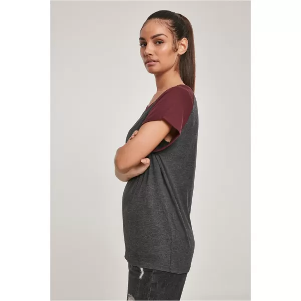  Dámska T -shirt URBAN CLASSICS TB1913 uhlie/červené víno 