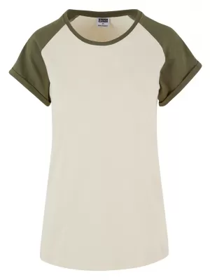 Dámska t -shirt URBAN CLASSICS TB1913 Biely piesok/olive