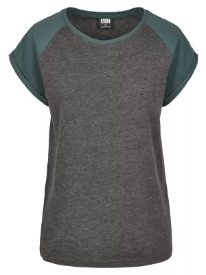 Dámska t -shirt URBAN CLASSICS TB1913 uhlie/fľaša zelená