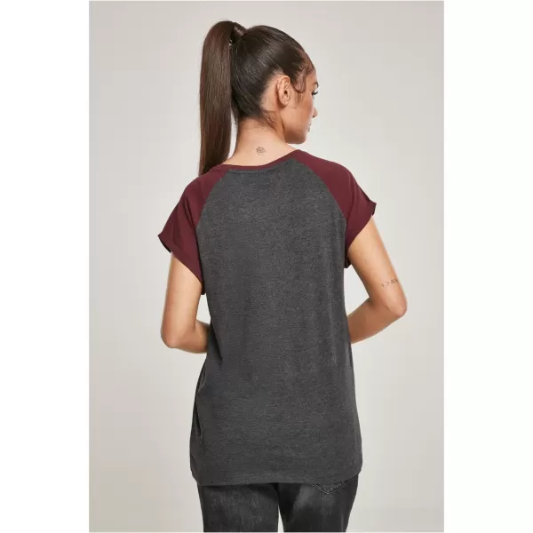  Dámska T -shirt URBAN CLASSICS TB1913 uhlie/červené víno 