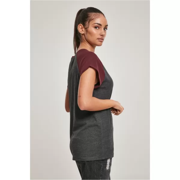  Dámska T -shirt URBAN CLASSICS TB1913 uhlie/červené víno 