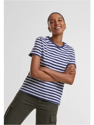 Dámska t -shirt URBAN CLASSICS TB6826 Biela/tmavomodrá
