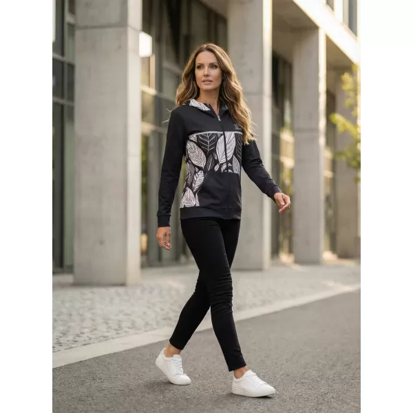  Dámska prémiová mikina na zips ALTISPORT VOJ/ALW061MI02 ČIERNOBIELY 