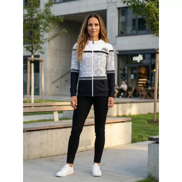  Dámska prémiová mikina na zips ALTISPORT VOJ/ALW023MI02 ČIERNOBIELY 