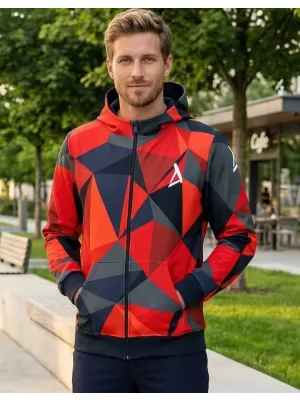 Pánska prémiová mikina na zips ALTISPORT VOJ/ALM007MI02 ČERVENÁ