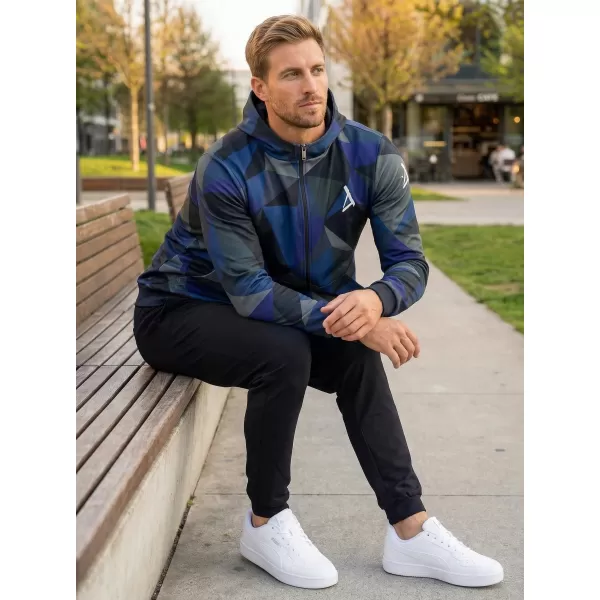  Pánska prémiová mikina na zips ALTISPORT VOJ/ALM007MI02 TMAVO MODRÁ 