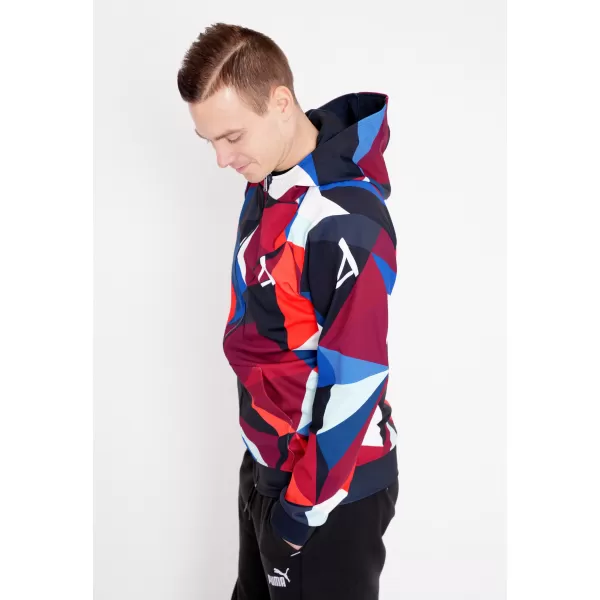 Pánska prémiová mikina na zips ALTISPORT VOJ/ALM007MI02 NÁMORNÍCKA MODRÁ/ČERVENÁ 