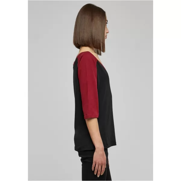  Dámska t -shirt URBAN CLASSICS TB733 Čierna/burgundsko 