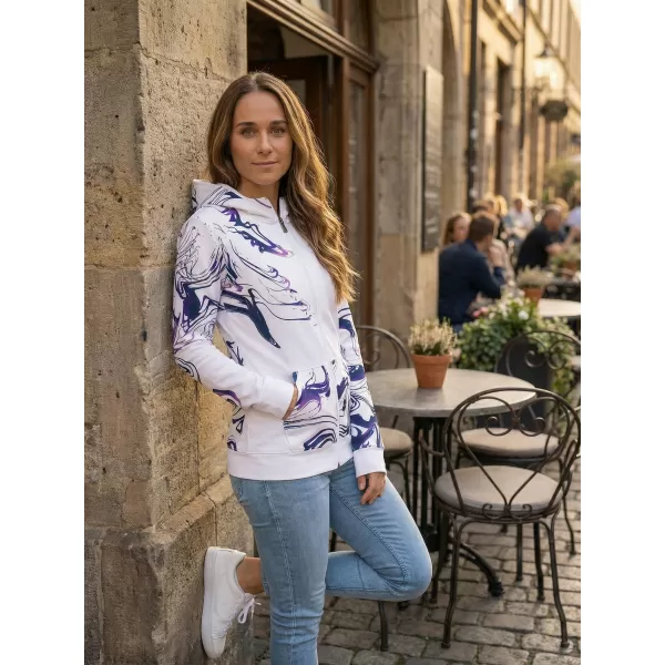  Dámska prémiová mikina na zips ALTISPORT VOJ/ALW064MI02 BIELA FIALOVÁ 