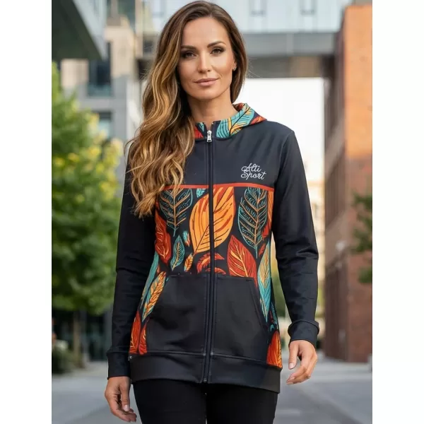  Dámska prémiová mikina na zips ALTISPORT VOJ/ALW061MI02 ORANŽOVÁ/MODRÁ 