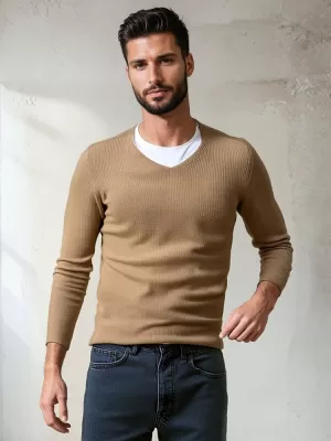 Pánsky sveter DSTREET WX2306 KARAMEL