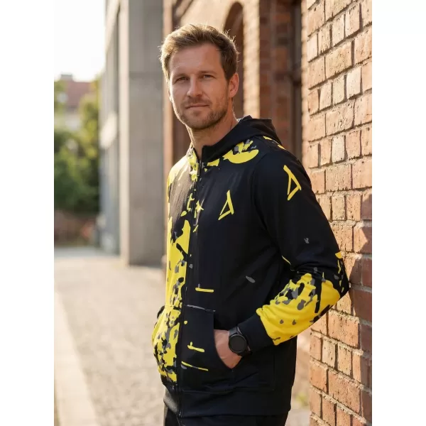  Pánska prémiová mikina na zips ALTISPORT VOJ/ALM057MI02 FLUO ŽLTÁ 