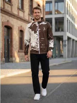 Pánska prémiová mikina na zips ALTISPORT VOJ/ALM057MI02 HNEDÁ