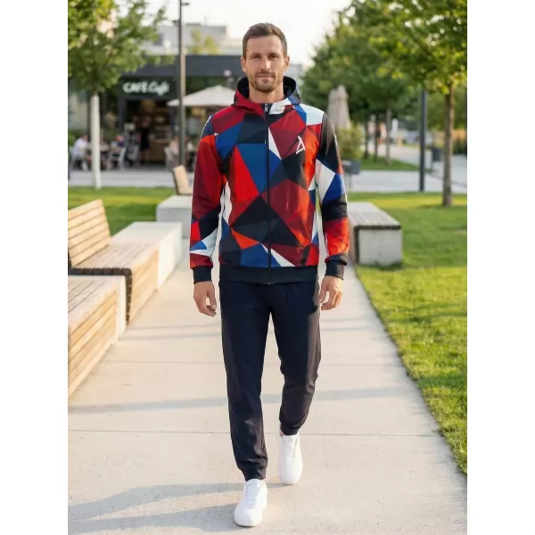  Pánska prémiová mikina na zips ALTISPORT VOJ/ALM007MI02 NÁMORNÍCKA MODRÁ/ČERVENÁ 