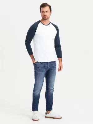 Pánske tričko OMBRE OM-LSCL-0105 BIELA A NÁMORNÍCKA