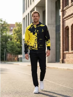 Pánska prémiová mikina na zips ALTISPORT VOJ/ALM057MI02 FLUO ŽLTÁ